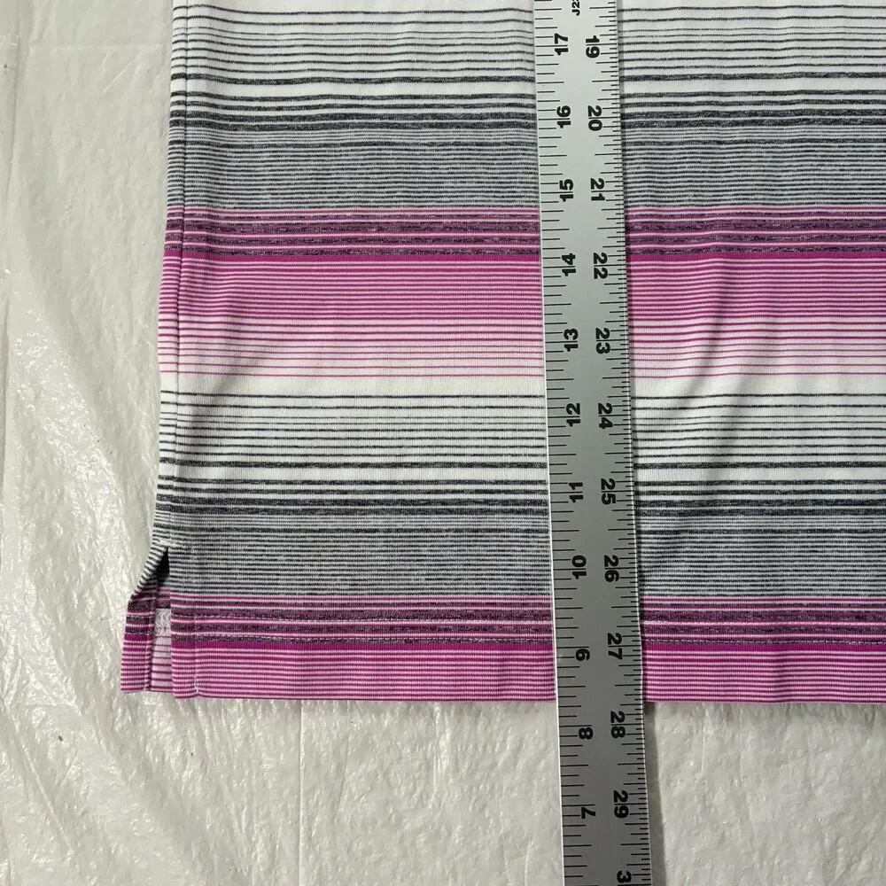 Adidas Climalite Golf Polo Shirt Men Small Pink Gray Stripes Short Sleeve